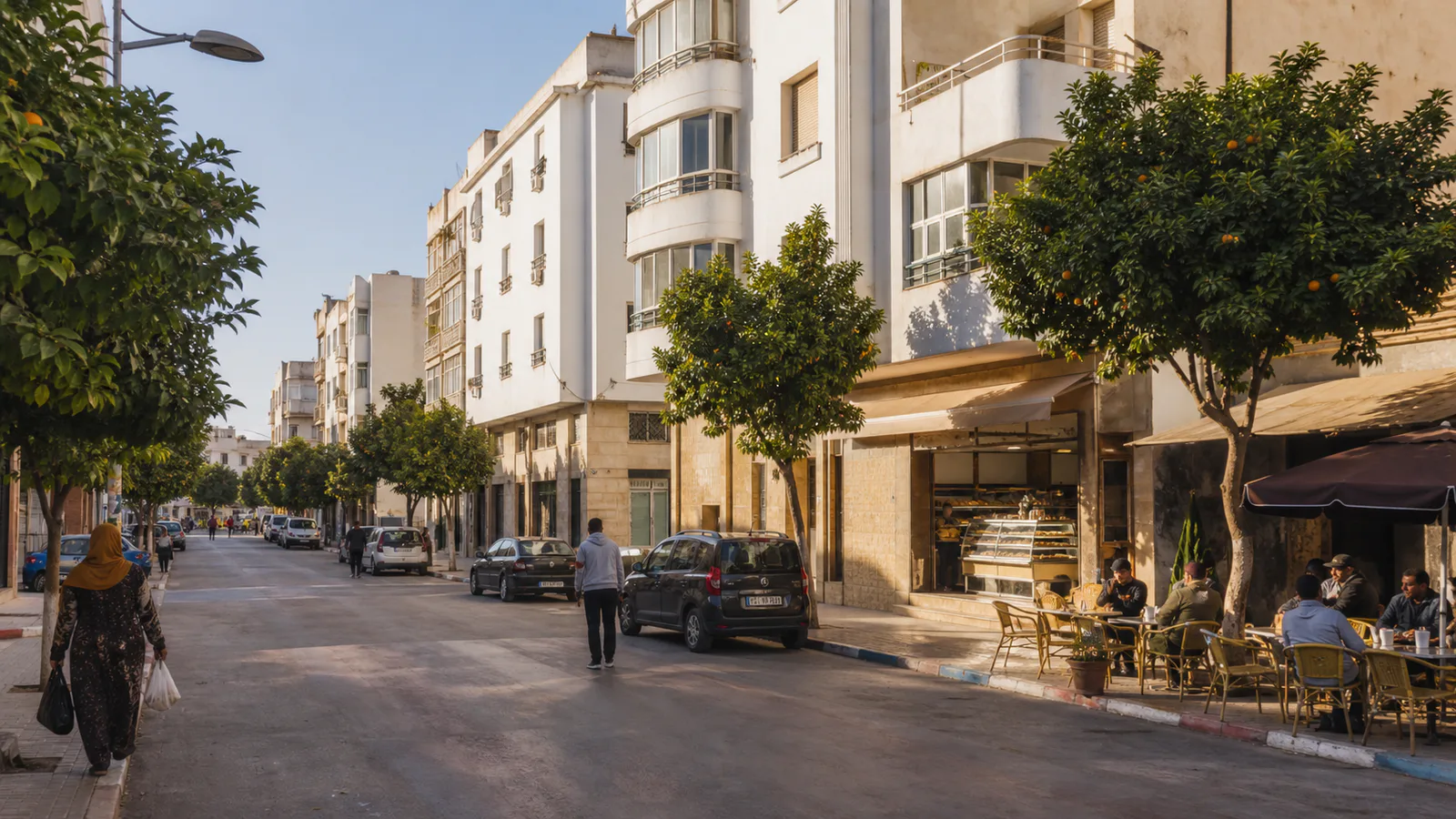 Neighborhood cafés, orange trees and everyday street life in Agadir’s Talborjt district