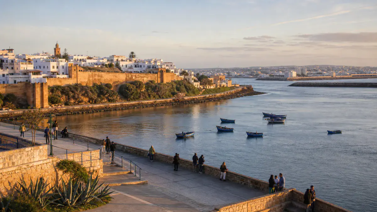 Bouregreg River and the historic Rabat waterfront in Atlantic light